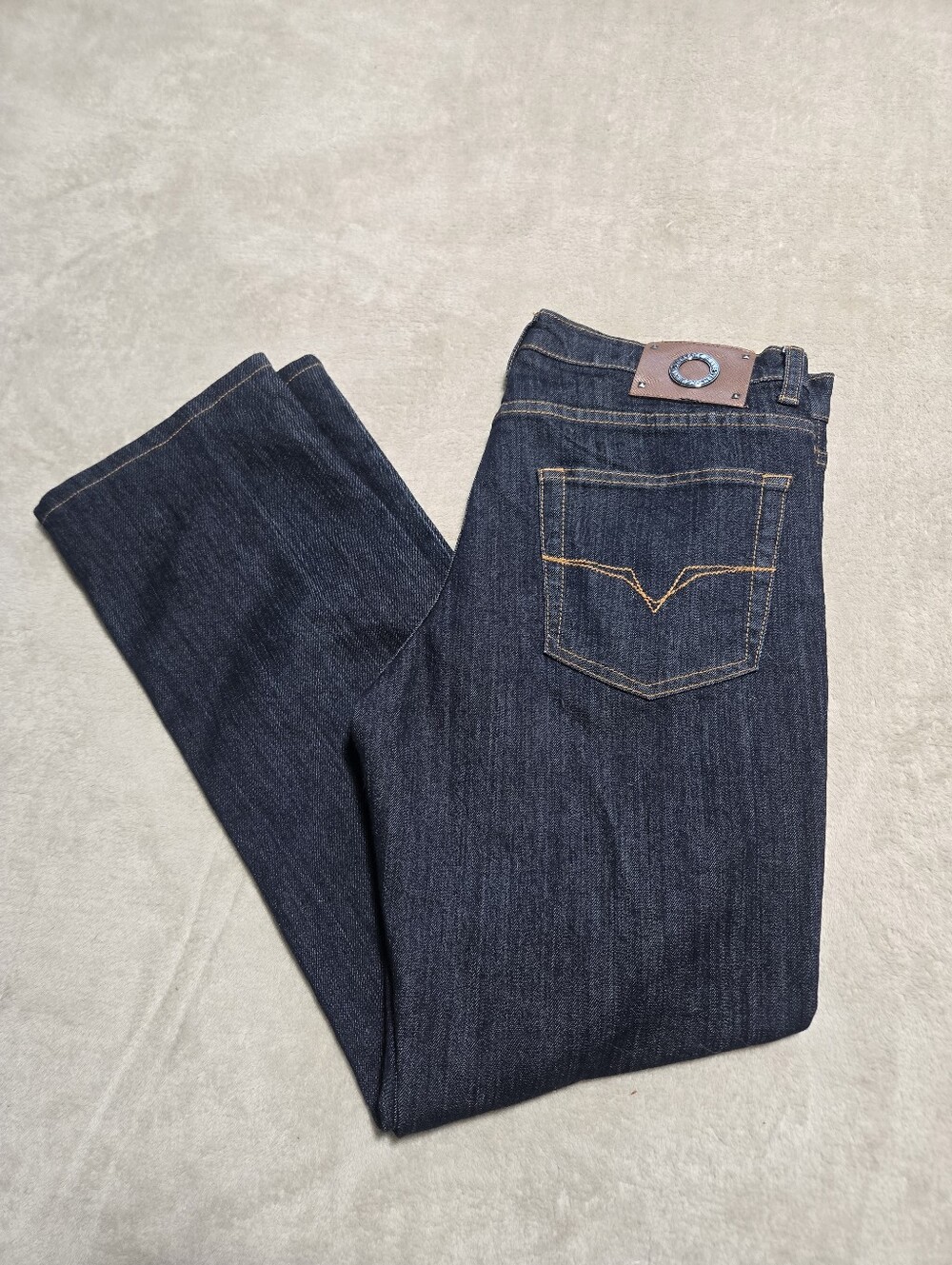 Men's Versace Dark Blue Straight-Leg Jeans Authenticated Size 34 X 30